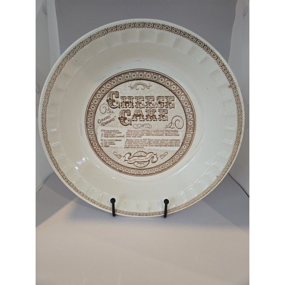 VTG Cheesecake Plate Printed Recipe Fluted Edge 11” Kitchen Dessert Royal China